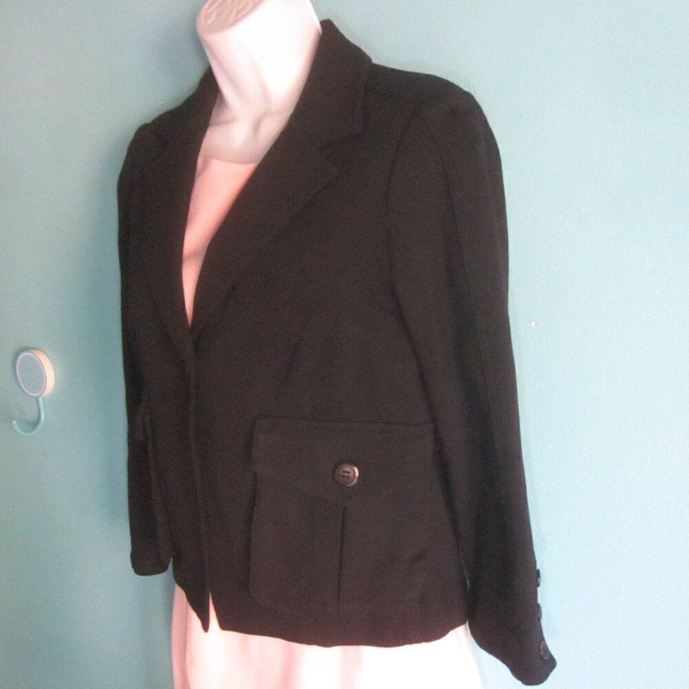 Diane Von Furstenberg Size 6 80's VINTAGE Cropped Black Blazer Jacket Pockets